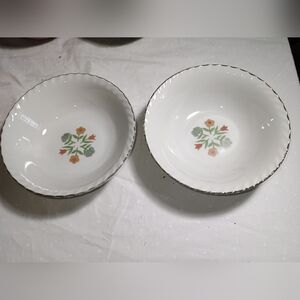 Vintage 7.5 inch Elegant Floral White Bowls Trimmed Made by Japan